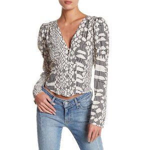 Free People Black and White Snakeskin Pattern Sweet On You Blouse